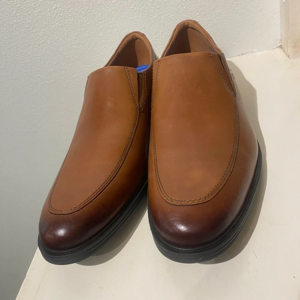 Clarks Men’s Whiddon Step Brown Leather Loafers Slip-On comfort New 10